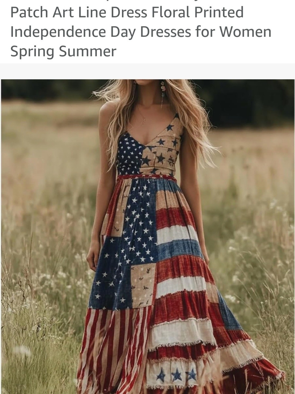 American Patchwork Maxi Dress - Red, White & Blue